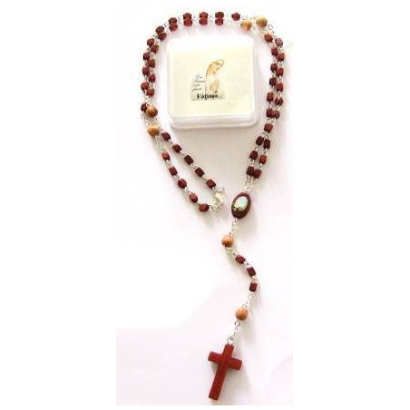 terço madeira bicolor castanho (com fecho)