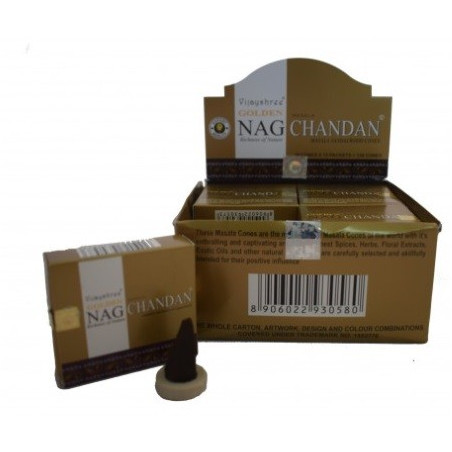 incenso cones golden nag chandan – caixa de 12