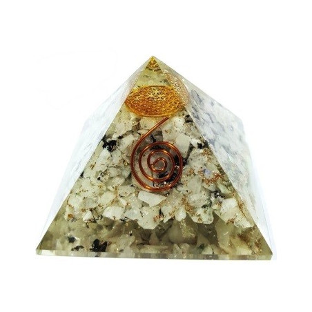 pirâmide orgonite pedra da lua – 7 x 7