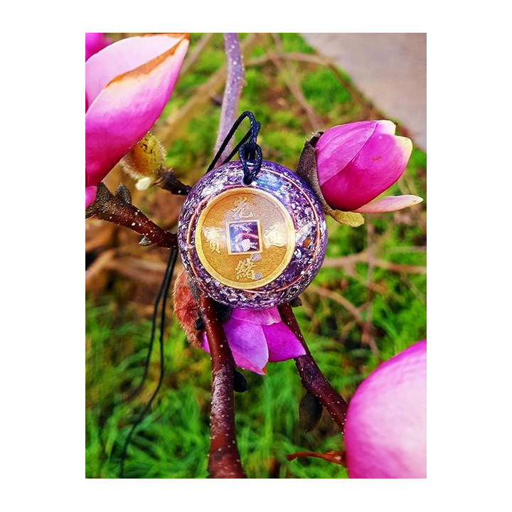 Orgonite - Pendente com colar - Moeda Feng Shui