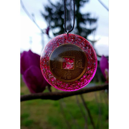 ORGONITE - PENDENTE COM COLAR - MOEDA FENG SHUI