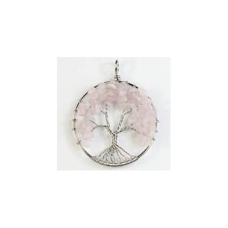 PINGENTE ÁRVORE DA VIDA - Quartzo Rosa