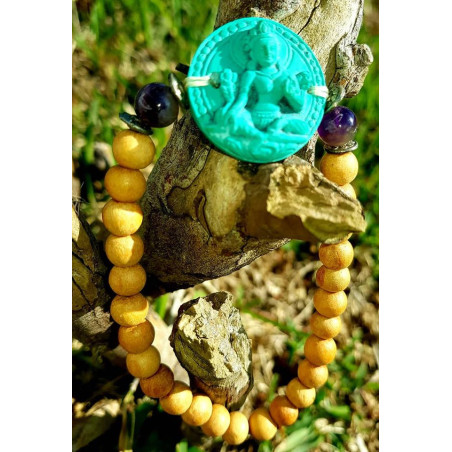 PULSEIRA DE SÂNDALO - Tara TURQUESA E Ametista