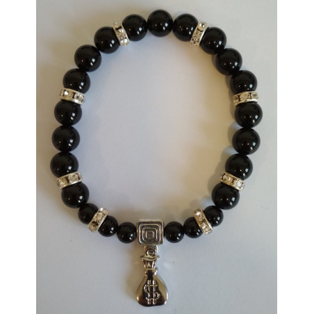 Pulseira Turmalina Negra e Saco de Dinheiro