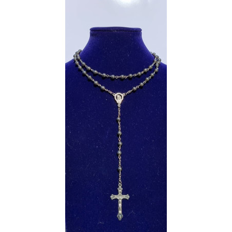 Terço de Pérolas em Vidro Preto