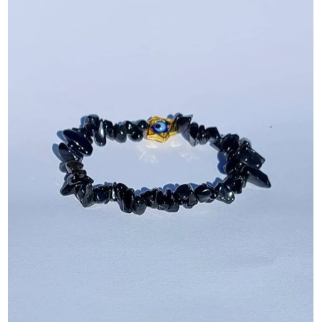 Pulseira Turmalina Negra e Olho Turquia - Chip