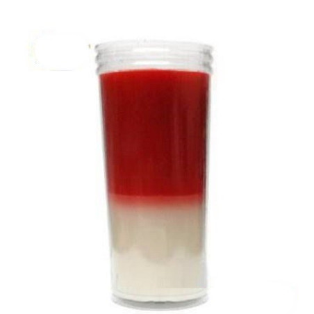 vela copo plástico vermelha e branca