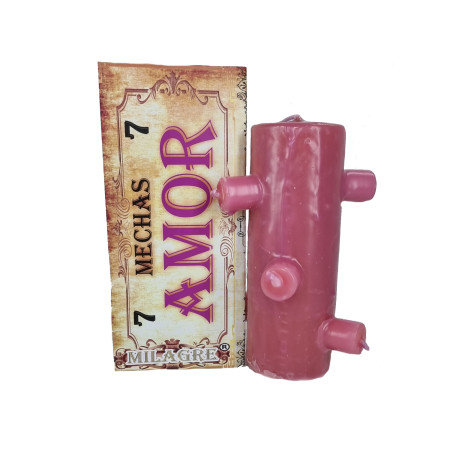 velão 7 mechas rosa – amor - vela