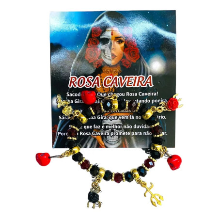 Pulseira Rosa Caveira – Força, Proteção e Renascimento